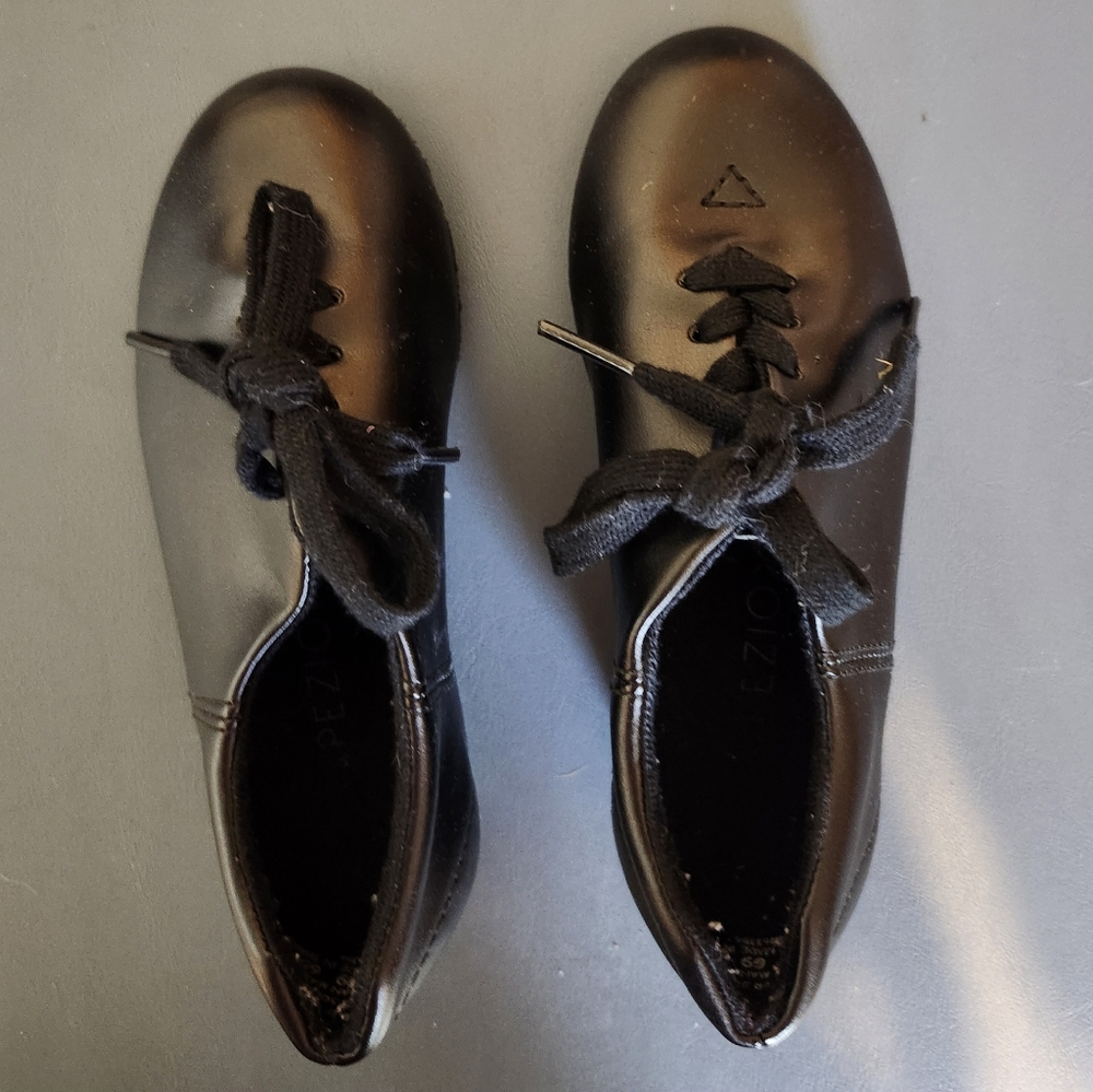 CAPEZIO TELE TONE TAP Shoes Black Tie Size Child 10M.